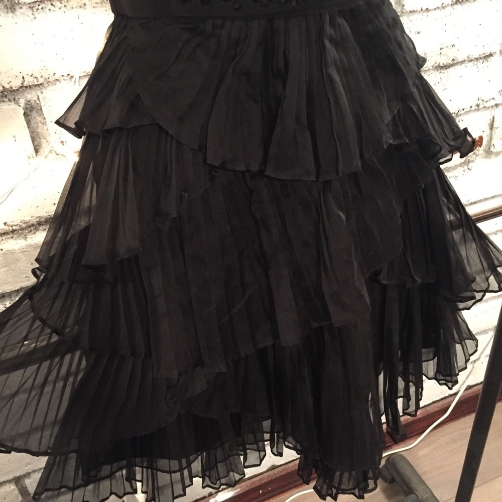 BCBGMaxAzria Black Tiered Lace Fit-and-Flare Cocktail Dress - Picture 4 of 8